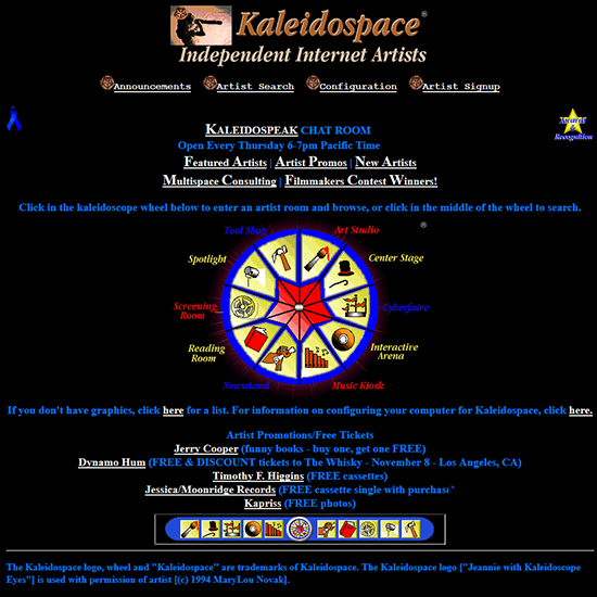 legacy sites, including kaleidospace 1996